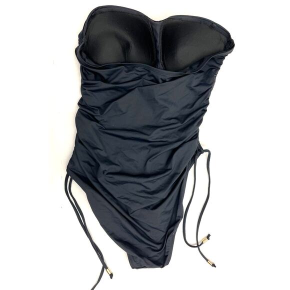 La Blanca One Piece Swim Suit Solid Black Sweetheart Neckline Size 12 NWT - Picture 7 of 8